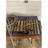 Image 3 : Buggy Whip - Rope - Sweat Pad - Blanket - Bridle with Reins - Spurs - Martingale