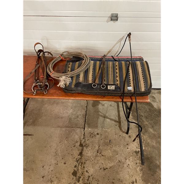 Saddle Pad - Saddle Blanket - Bridle with Reins - Rope - Martingale - Buggy Whip