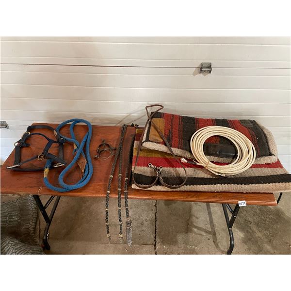 Saddle Pad - Horse Blanket - Rope - Reins x2 - Halter - Lead Shank - Spurs