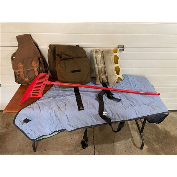 Saddle (Sweat) Blanket 76" - Saddle Bags x2 - Shipping Boots - Manure Fork