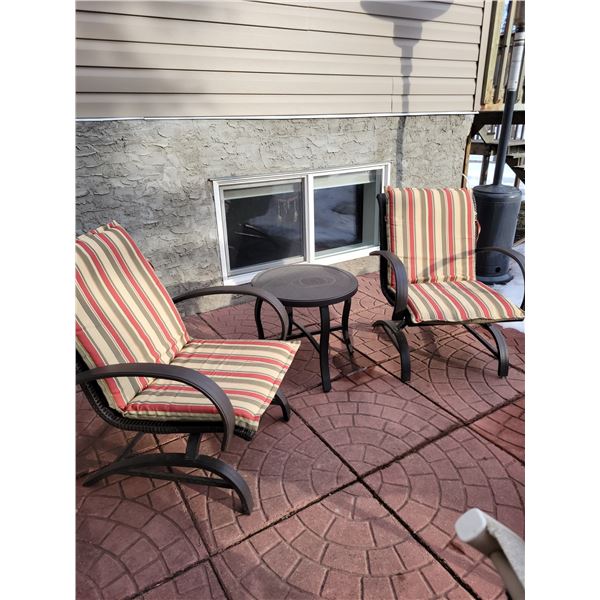 Wicker Bistro Set (Rocking Chairs with Cushions)