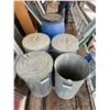 Image 1 : Metal Garbage Cans with Lids x4 - Rain Barrel - Oat Barrel