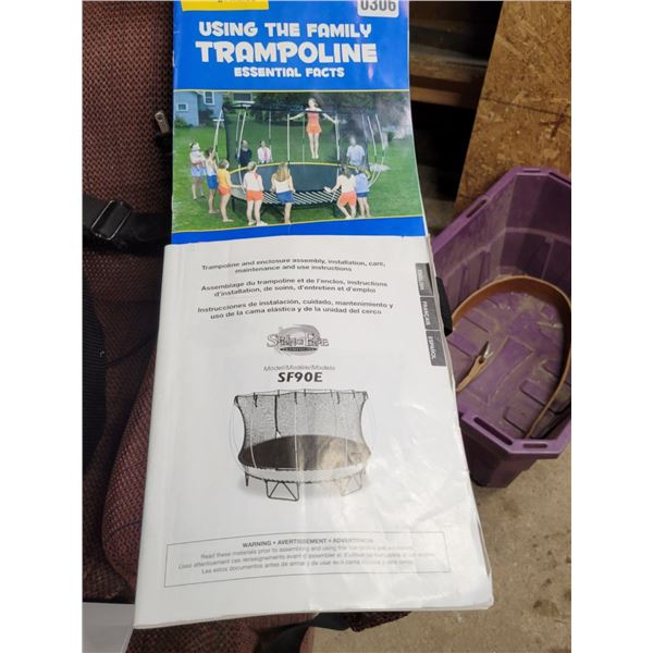 Spring Free Trampoline Model SF90E (Needs New Spring Pad Due To Heavy Snow/Ice Fall)