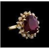 Image 1 : 10.98 ctw Ruby and Diamond Ring - 14KT Yellow Gold