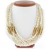 Image 1 : Vintage 18k Gold Clasp & 14k Beads Multi Strand 20" Freshwater Pearl Necklace