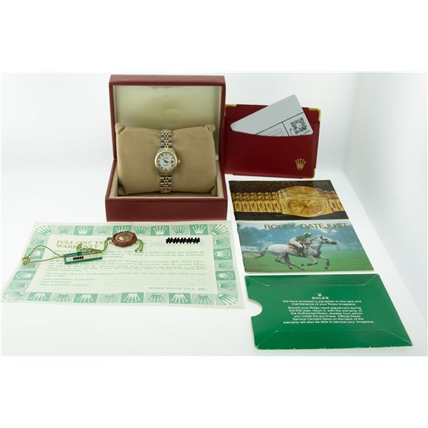 Rolex Ladies 2T White Roman With Box And Papers