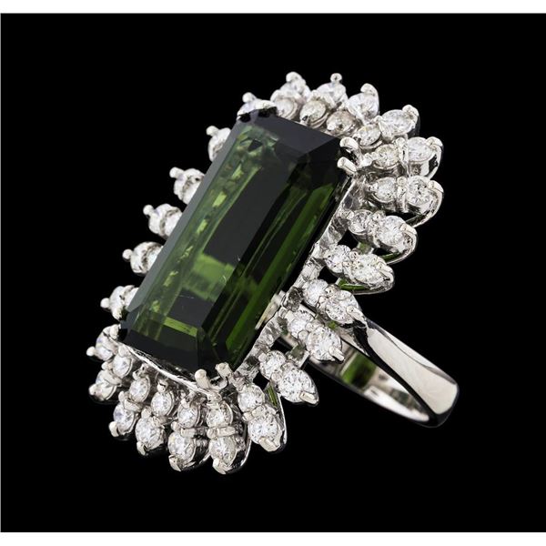 16.67 ctw Tourmaline and Diamond Ring - 14KT White Gold