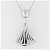 Image 5 : Vintage 14k White Gold 6.64mm Dangling Black Pearl Diamond Bell Pendant Necklace