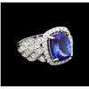 Image 1 : 14KT White Gold 4.23 ctw Tanzanite and Diamond Ring