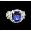 Image 2 : 14KT White Gold 4.23 ctw Tanzanite and Diamond Ring