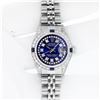 Image 3 : Rolex Ladies Stainless Steel Diamond Lugs Royal Blue String VVS Diamond Datejust