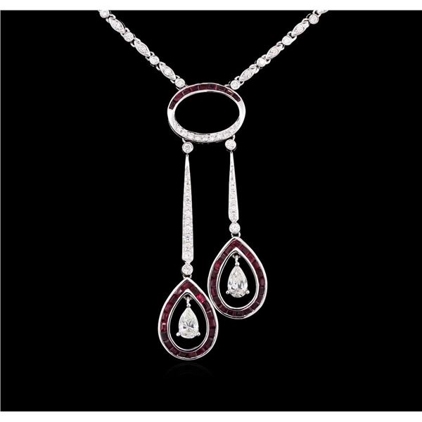 18KT White Gold 2.50 ctw Ruby and Diamond Necklace