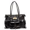 Image 1 : Carla Mancini Black Crinkle Patent Leather Shoulder Tote Bag