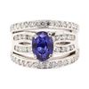 Image 2 : 3.61 ctw Blue Sapphire And Diamond Ring - 18KT White Gold