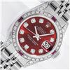 Image 1 : Rolex Ladies Stainless Steel Diamond Lugs & Ruby Datejust Wristwatch With Rolex