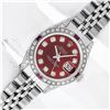 Image 2 : Rolex Ladies Stainless Steel Diamond Lugs & Ruby Datejust Wristwatch With Rolex