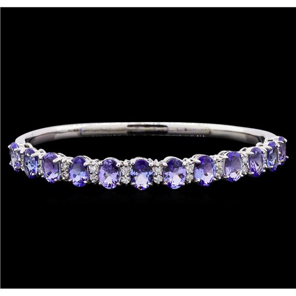 9.58 ctw Tanzanite and Diamond Bracelet - 14KT White Gold