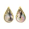 Image 1 : 0.10 ctw Diamond and Black Mother of Pearl Teardrop Earrings - 14KT Yellow Gold