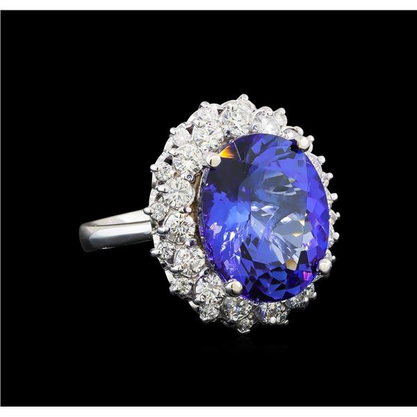 GIA Cert 10.03 ctw Tanzanite and Diamond Ring - 14KT White Gold