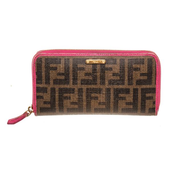 Fendi Brown Leather Zippy Wallet