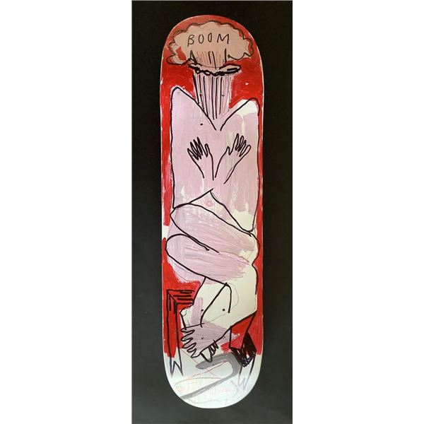 Handpainted skateboard  Head Thoughts  by Gino Perez