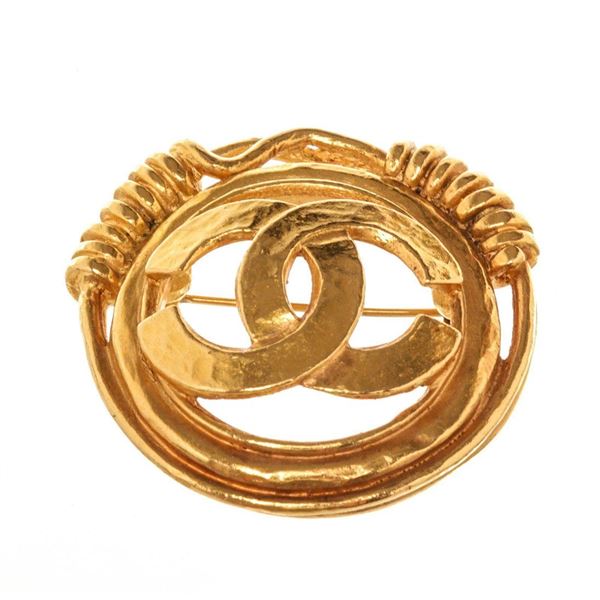 Chanel Gold CC Brooch