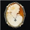 Image 2 : Antique Art Deco Large 14k Gold Cameo Diamond Filigree Frame Brooch Pin Pendant