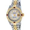 Image 2 : Rolex Ladies 2 Tone Mother Of Pearl String Diamond Lugs & Ruby Datejust Wriswatc