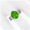 Image 3 : 18K White Gold 4.74 ctw Oval Peridot Solitaire & Diamond Double Split Shank Ring