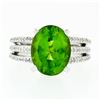 Image 4 : 18K White Gold 4.74 ctw Oval Peridot Solitaire & Diamond Double Split Shank Ring