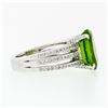 Image 5 : 18K White Gold 4.74 ctw Oval Peridot Solitaire & Diamond Double Split Shank Ring