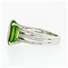 Image 6 : 18K White Gold 4.74 ctw Oval Peridot Solitaire & Diamond Double Split Shank Ring