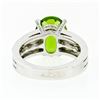 Image 7 : 18K White Gold 4.74 ctw Oval Peridot Solitaire & Diamond Double Split Shank Ring