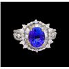 Image 2 : 14KT Two-Tone Gold 3.15 ctw Tanzanite and Diamond Ring