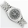 Image 3 : Rolex Mens Stainless Steel Black Diamond Lugs & Pyramid Bezel Datejust Wristwatc