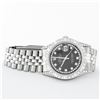 Image 4 : Rolex Mens Stainless Steel Black Diamond Lugs & Pyramid Bezel Datejust Wristwatc