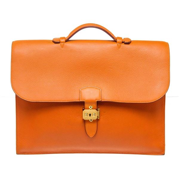 Hermes Orange Sac a Depeches Briefcases