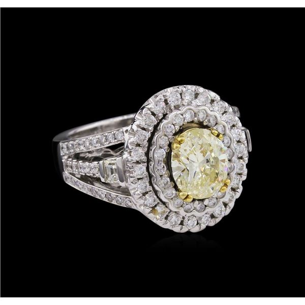 14KT White Gold 1.24 ctw I-1/Light Yellow GIA Cert Diamond Ring