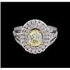 Image 2 : 14KT White Gold 1.24 ctw I-1/Light Yellow GIA Cert Diamond Ring