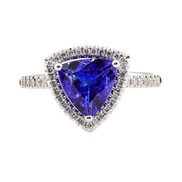 2.03 ctw Tanzanite and Diamond Ring - 18KT White Gold