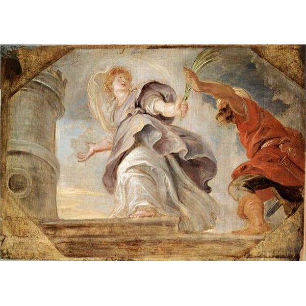 Sir Peter Paul Rubens - Saint Barbara Fleeing from her Father