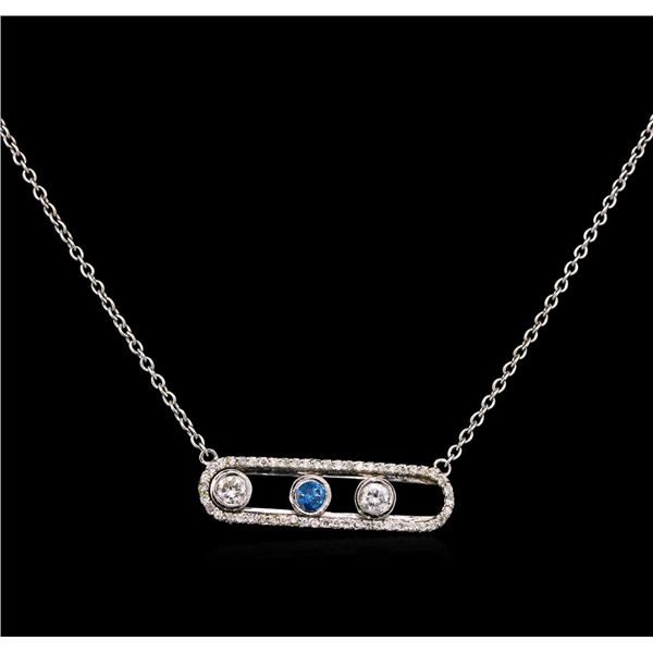 0.64 ctw Blue Diamond Necklace - 14KT White Gold