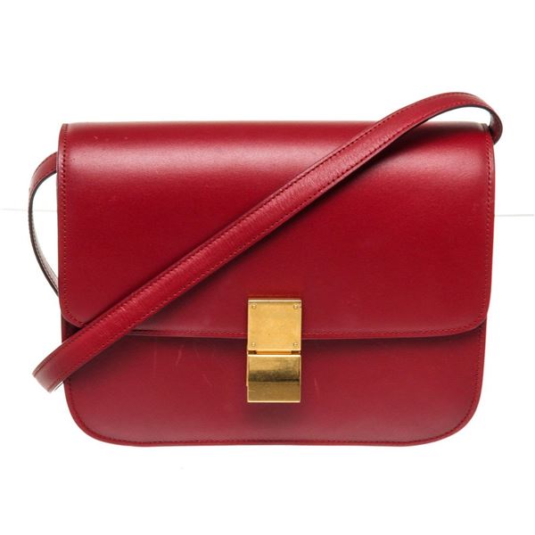 Celine Red Calfskin Medium Classic Shoulder Bag