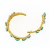 Image 7 : Vintage 18k Gold & Platinum Jade & Diamond 4 Row Wide Bamboo Bangle Bracelet