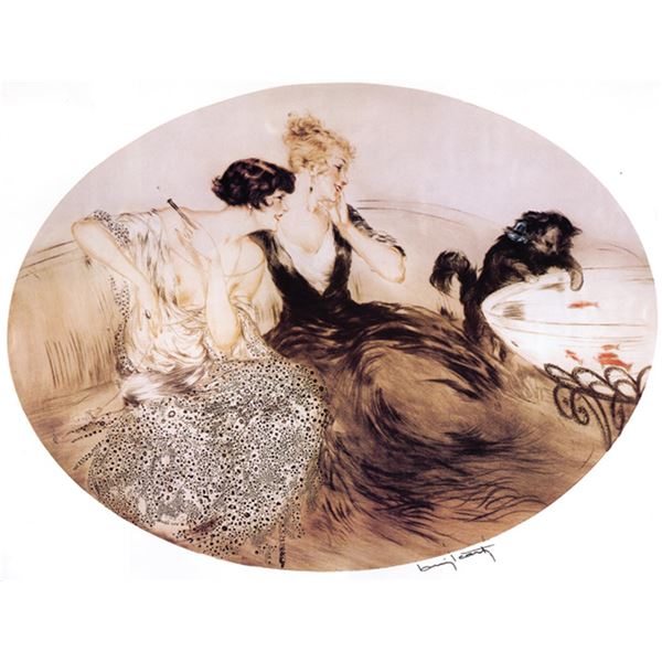 Louis Icart  - Deux Filles & La Chat