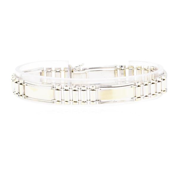 Fancy Link Men's Bracelet - 14KT Yellow and White Gold