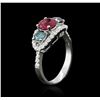 Image 3 : 1.40 ctw Ruby and Diamond Ring - 14KT White Gold