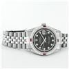 Image 5 : Rolex Mens SS Black String Diamond Lugs & Ruby Oyster Perpetaul Datejust 36MM