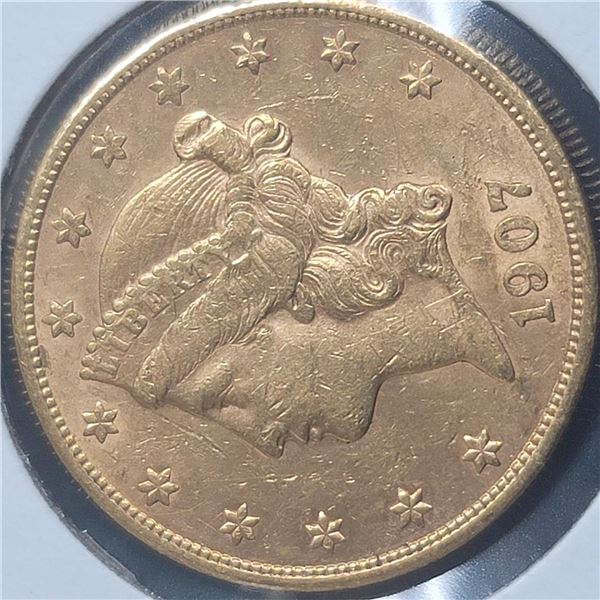 1907-S 20$  Liberty Head Double Eagle Gold Coin BU