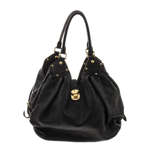 Louis Vuitton Black Leather Mahina XL Hobo Bag